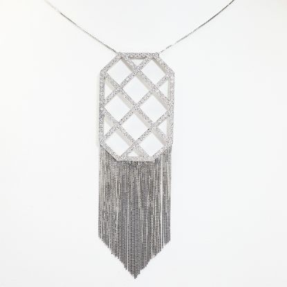Picture of 18k White Gold Diamond Fringe Necklace