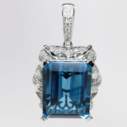 Picture of 14k White Gold London Blue Topaz & Diamond Pendant