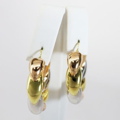 Picture of 14k Tri-Colored Gold Twisted Hoop Earrings