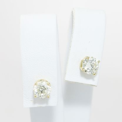 Picture of 14k Yellow Gold Diamond Solitaire Earring Studs