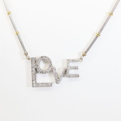 Picture of 14k Two Tone Gold Diamond 'Love' Necklace