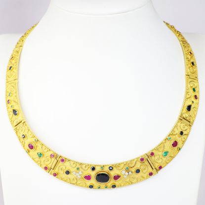 Picture of 18k Yellow Gold Diamond & Gemstone Choker Necklace