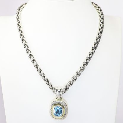 Picture of David Yurman Sterling Silver & 14k Yellow Gold Noblesse Topaz Cable Pendant