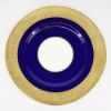 Picture of Antique Cauldon Cobalt Blue Fine China Plates with Gold Intricate Trim | Set of 10