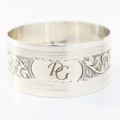 Picture of Pair of "PG" Scroll Napkin Rings by John Rose Sterling Silver
