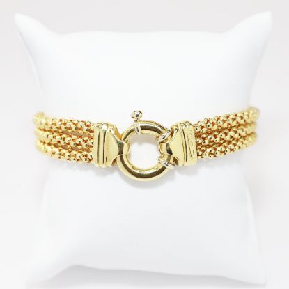 Picture of 18k Yellow Gold Triple Row Popcorn Chain Bracelet