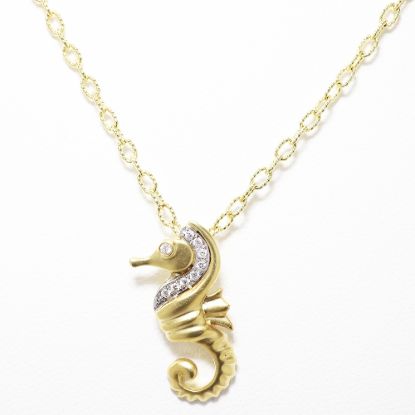 Picture of 14k Yellow Gold Diamond Seahorse Necklace