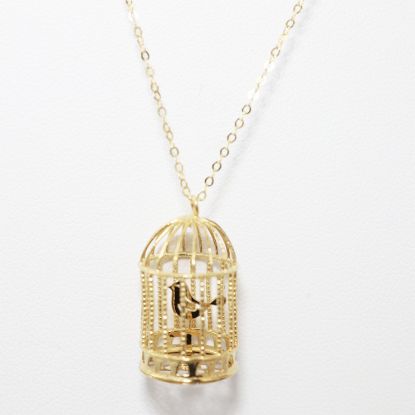 Picture of 14k Yellow Gold Bird Cage Necklace