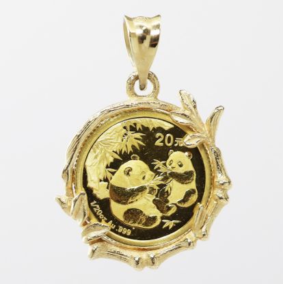Picture of 2006 Gold 20 Yuan Panda Coin Pendant with 14k Yellow Gold Bamboo Bezel 