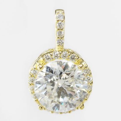 Picture of 14k Yellow Gold Round Brilliant Diamond Halo Pendant