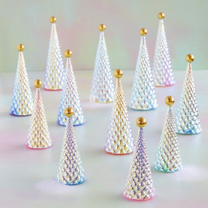 Picture of Small 'Opalescence Essence' Trapunto Glass Christmas Tree, Assorted Colors 