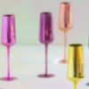 Picture of Amethyst 'Rainbow Reflective' Glass Champagne Flute Pair