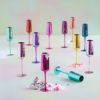 Picture of Rose Quartz 'Rainbow Reflective' Glass Champagne Flute Pair