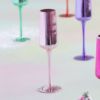 Picture of Rose Quartz 'Rainbow Reflective' Glass Champagne Flute Pair