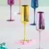 Picture of Citrine 'Rainbow Reflective' Glass Champagne Flute Pair