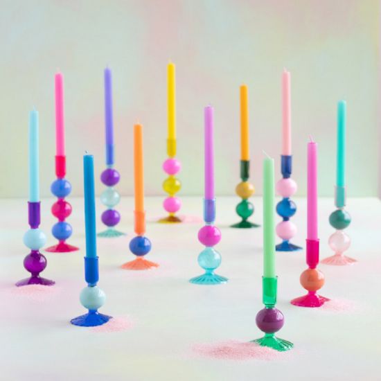 Picture of Medium GlitterVille Fluted Taper Candle Holder, Assorted Colors 