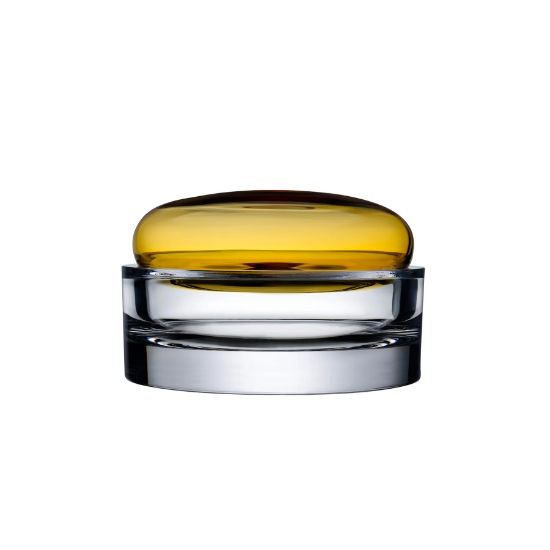 Picture of 'Ecrin' Lidded Storage Vessel in Amber, Wide 