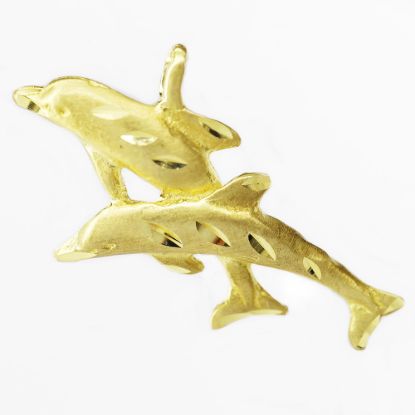 Picture of 14k Yellow Gold Double Dolphin Pendant