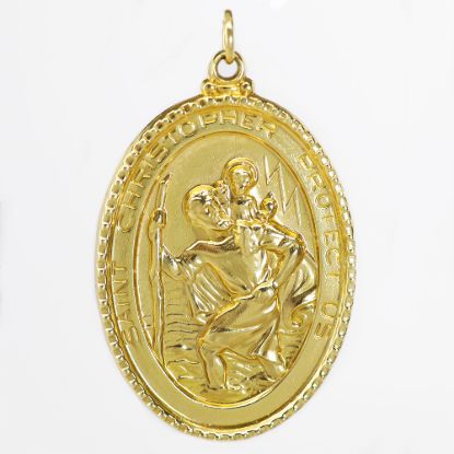 Picture of 14k Yellow Gold Oval St. Christopher Medal Pendant