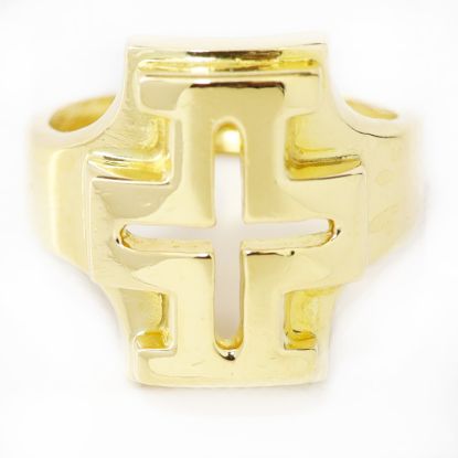Picture of 18k Yellow Gold Cross Ring