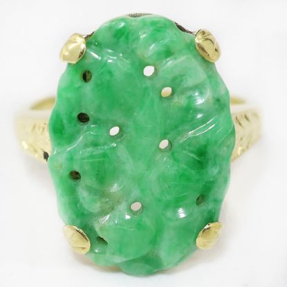 Picture of 14k Yellow Gold Nephrite Jade Ring 