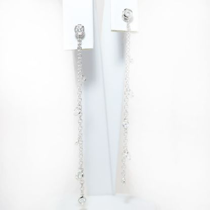 Picture of 14k White Gold Bezel Set Diamond Charms Dangling Earrings
