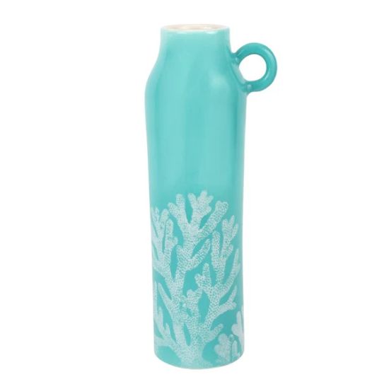 Picture of Medium Aqua Tall Handled Vase