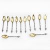 Picture of Antique Set of 12 Gorham Gilt Sterling Silver Demitasse Spoons with Enameled Handles