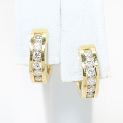 Picture of 14k Yellow Gold Diamond Hoop Earrings
