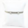 Picture of Stainless Steel Cable & 18k White Gold Diamond Stations Bracelet