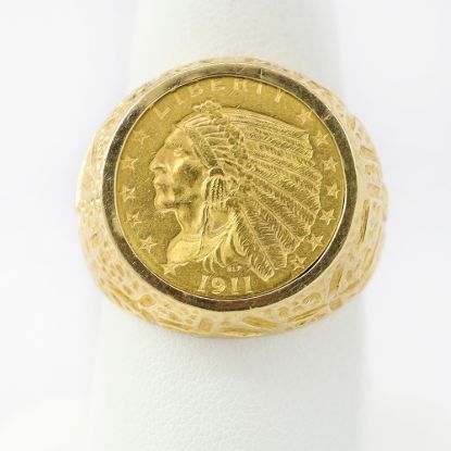 Picture of 14k Yellow Gold 1911 Indian Head Half Eagle Gold Coin Ring