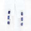 Picture of 14k White Gold Sapphire & Diamond Half Hoop Earrings