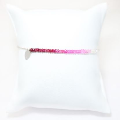 Picture of 14k White Gold Beaded Sapphire & Ruby Bracelet