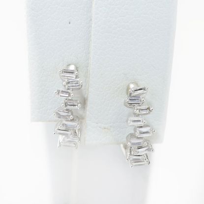 Picture of 14k White Gold Diamond Huggies Earrings