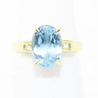Picture of 18k Yellow Gold Oval Topaz & Diamond Ring