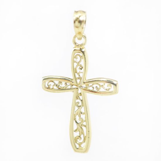 Picture of 14k Yellow Gold Filigree Center Cross Pendant