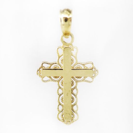 Picture of 14k Yellow Gold Filigree Cross Pendant