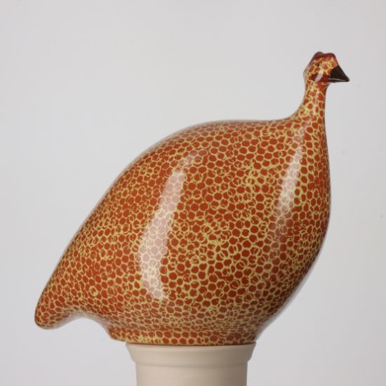 Picture of Medium Reddish Brown Guinea Hen with Yellow Spots