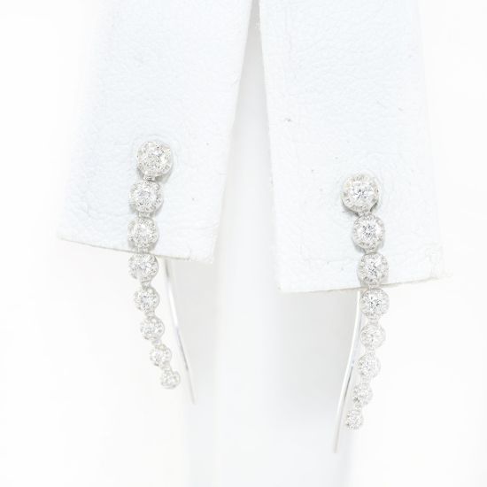 Picture of 14k White Gold Diamond French Wire Earrings