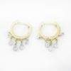 Picture of 14k Two Tone Gold Dangling Diamond Charms Huggies Earrings