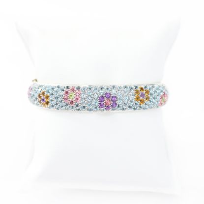 Picture of 18k White Gold Pavé Set Gemstone Bangle