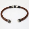 Picture of Sterling Silver Brown Leather Bracelet with Greek Key Meanders Motif