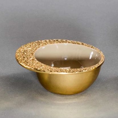 Picture of Gold Plated Aluminum Cosmo Snack Bowl in Taupe 