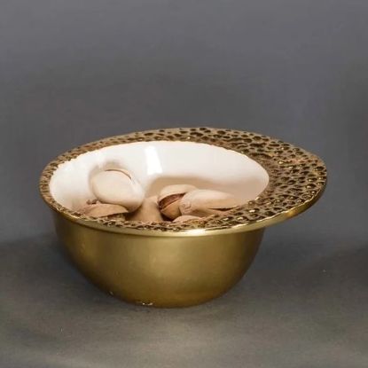 Picture of Gold Plated Aluminum Cosmo Snack Bowl in Oyster 