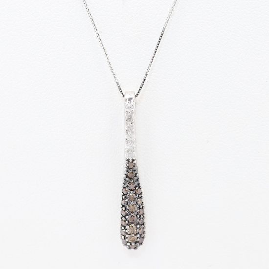 Picture of 14k White Gold Light Brown & White Diamond Pendant