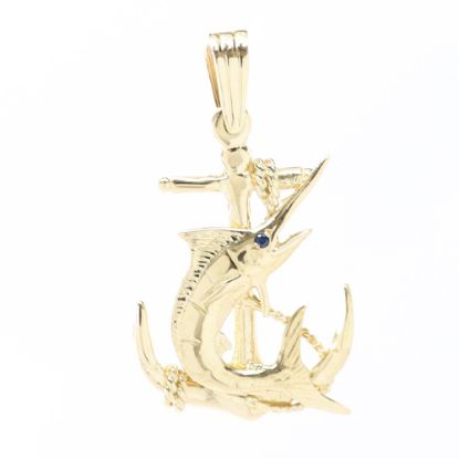 Picture of 14k Yellow Gold & Sapphire Swordfish Pendant