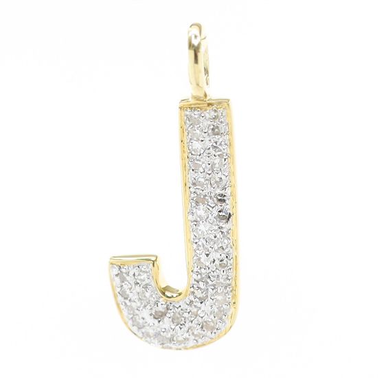 Picture of 14k Yellow Gold 'J' Initial Diamond Pendant