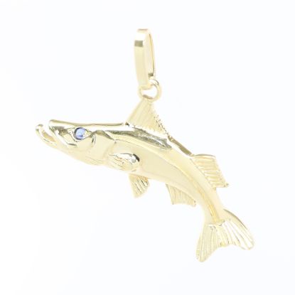 Picture of 14k Yellow Gold & Sapphire Snook Fish Pendant