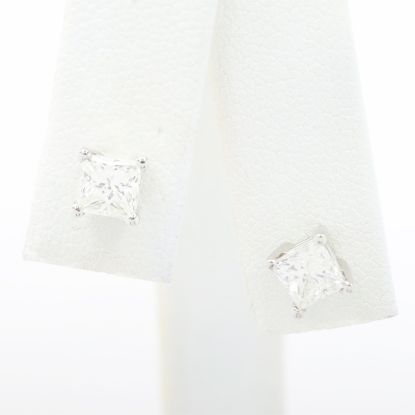 Picture of 14k White Gold Brilliant Square Cut Diamond Stud Earrings