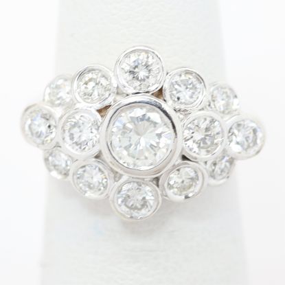Picture of 14k White Gold Diamond Bezel Set Cluster Ring